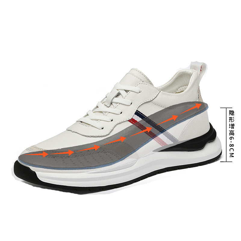 Male Invisibly Heightened Shoes 8cm Platform White Shoes