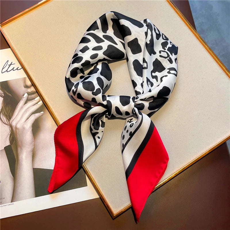 Luxury Print Silk Square Scarf – Spring Necktie, Shawl, Wrap, and Bandana for Women