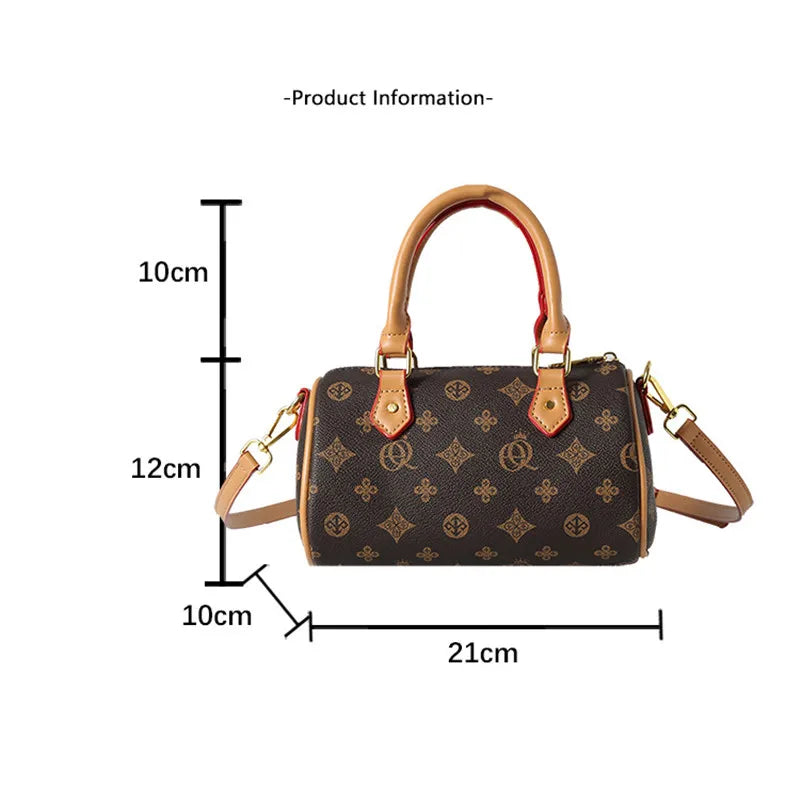 Women's Luxury Crossbody Bag – Hot Selling Retro Printed Handbag, High-Quality PU Leatherer Boston Shoulder Bag