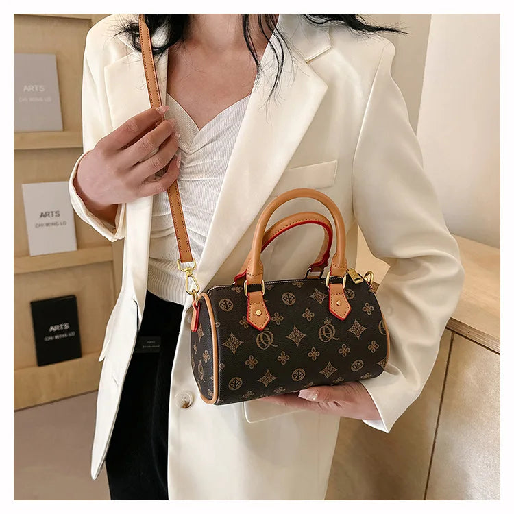 Women's Luxury Crossbody Bag – Hot Selling Retro Printed Handbag, High-Quality PU Leatherer Boston Shoulder Bag