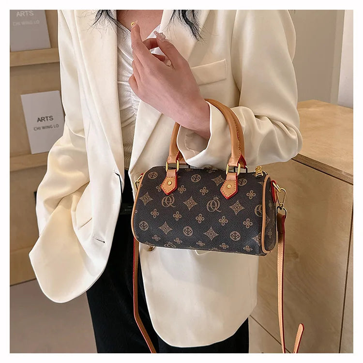 Women's Luxury Crossbody Bag – Hot Selling Retro Printed Handbag, High-Quality PU Leatherer Boston Shoulder Bag