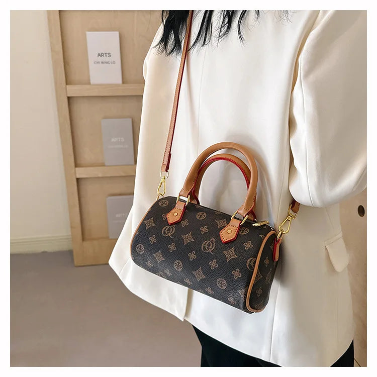 Women's Luxury Crossbody Bag – Hot Selling Retro Printed Handbag, High-Quality PU Leatherer Boston Shoulder Bag