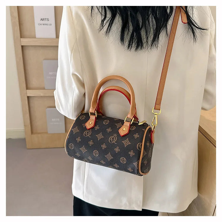 Women's Luxury Crossbody Bag – Hot Selling Retro Printed Handbag, High-Quality PU Leatherer Boston Shoulder Bag