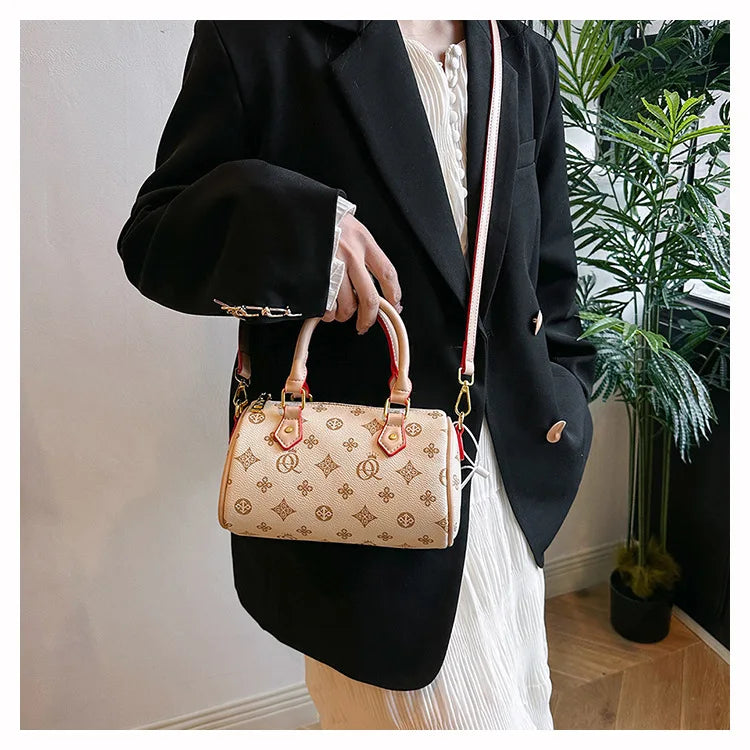 Women's Luxury Crossbody Bag – Hot Selling Retro Printed Handbag, High-Quality PU Leatherer Boston Shoulder Bag