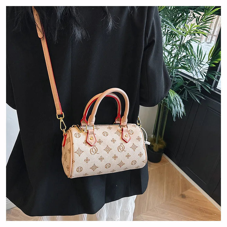 Women's Luxury Crossbody Bag – Hot Selling Retro Printed Handbag, High-Quality PU Leatherer Boston Shoulder Bag