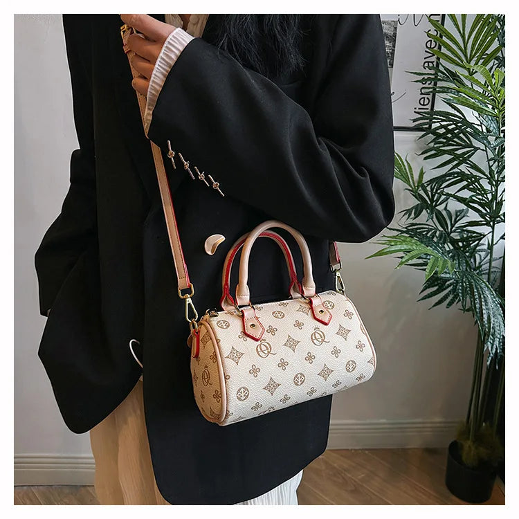 Women's Luxury Crossbody Bag – Hot Selling Retro Printed Handbag, High-Quality PU Leatherer Boston Shoulder Bag