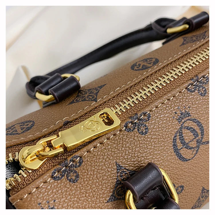 Women's Luxury Crossbody Bag – Hot Selling Retro Printed Handbag, High-Quality PU Leatherer Boston Shoulder Bag