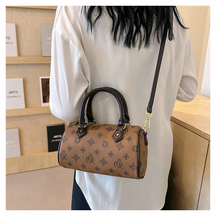 Women's Luxury Crossbody Bag – Hot Selling Retro Printed Handbag, High-Quality PU Leatherer Boston Shoulder Bag