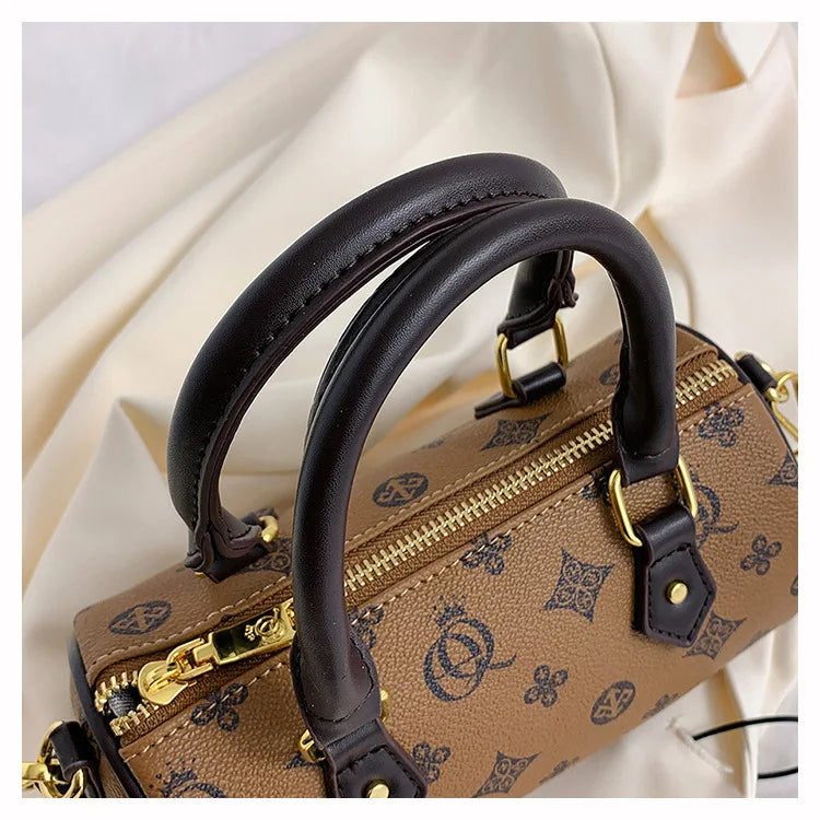 Women's Luxury Crossbody Bag – Hot Selling Retro Printed Handbag, High-Quality PU Leatherer Boston Shoulder Bag