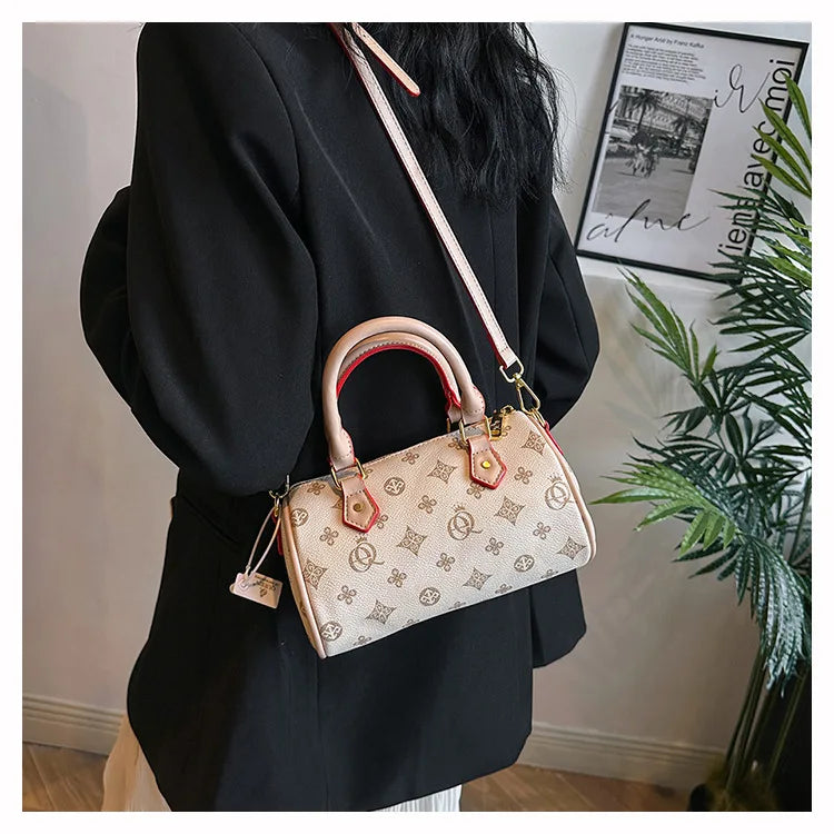 Women's Luxury Crossbody Bag – Hot Selling Retro Printed Handbag, High-Quality PU Leatherer Boston Shoulder Bag